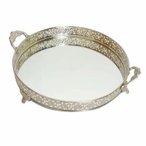 Iron Round Mirror Trays - Color: Silver