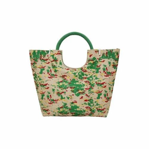 Jute Fabric Bags - 33H x 47W x 16Cm, Brown Color, Washable & Attractive Design, 10Kgs Capacity, Durable Long Lasting Quality, Customized Weight & Design, Printed Pattern with Hand Length Handle