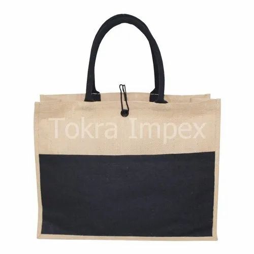 Laminated Plain Jute Bags - 35 H x 46 W x 14 CM, Brown | Durable, Washable, Attractive Design, 10 Kgs Capacity, Flexiloop Handle