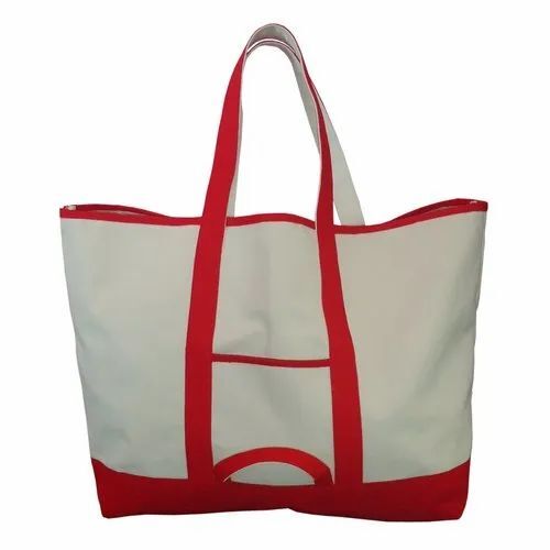 Plain Canvas Tote Bag - 44x70x22 cm, 100% Washable Durable White Design | Double Strap Handles, Customizable Capacity of 10 Kg/day