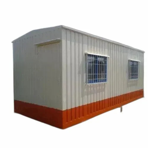 Steel Portable Office Cabin - 8 Feet Wide, 40 Feet Long | Modular Design, White and Red Colors, Durable Steel Material