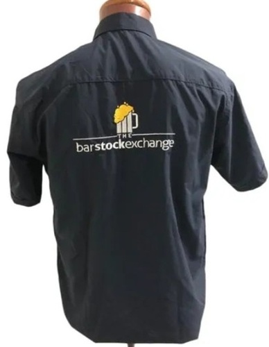 Waiter Uniform Shirt - Cotton Fabric, Customized Size, Black Base, Collar Neck | Unisex, Short Sleeve, Plain Pattern