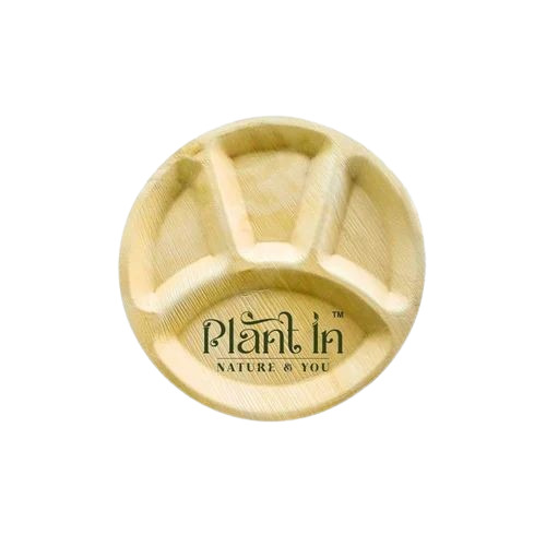 12 Inch Disposable Areca Plates - Polished Round Design with Compartment | Made from Areca Leaf, Pack of 50 Pieces, Eco-Friendly Tableware