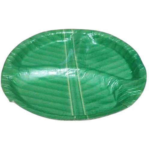 3 Compartment Green Paper Plate - 11 Inch, 350 GSM | Disposable Smooth Surface for Events and Parties