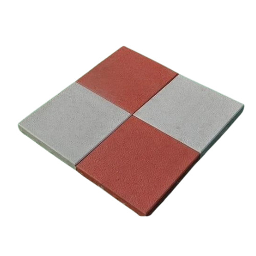 40mm Square Paver Block - 8x8 Inch, Red and White Cement Material, Matt Finish