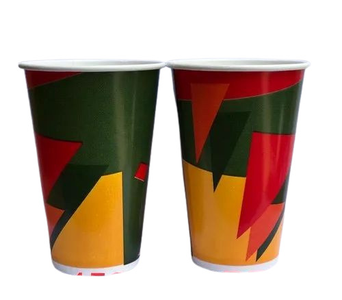 Paper Cup - 450ml Size, Red/Black Printed Design | 267 GSM Thickness, Eco-Friendly Material