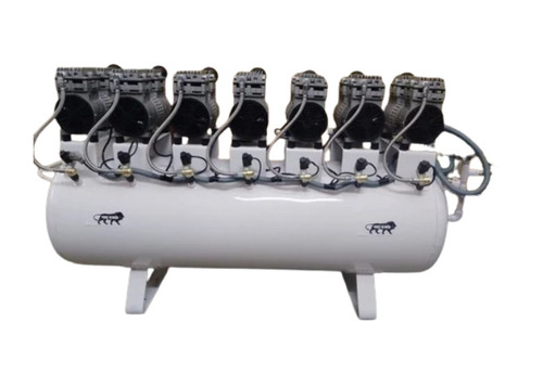 Industrial Air Compressor - 7.5 HP 28 CFM Maximum Flow Rate 8 Bar Pressure | Air Cooled Lubricated Electric Power Source Black and Gray Finish