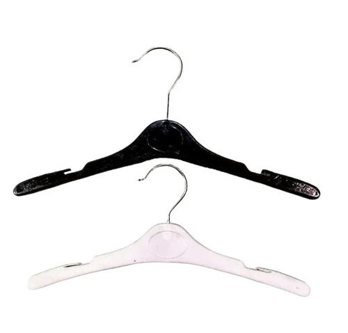 Clothes Hanger - Plastic Material, Standard Size , Lightweight Black & White Hanging Design for Dresses