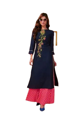 Dark Blue Ladies Kurti  - Feature: Breathable