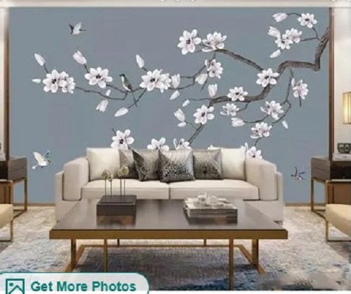 Designer Floral Printed Wallpaper - PVC Material, Various Sizes | Waterproof, Long Lasting Finish, Easy to Install for Decorative Use