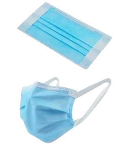 Disposable Face Mask - Non Woven Material, Full Size, Blue Color | Single Use, Light Weight, Breathable Fabric, 100% Pure Quality