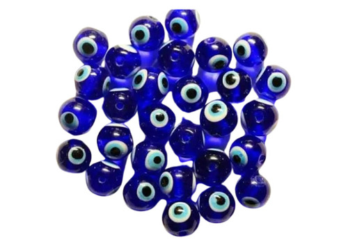 Sana Glass Beads - Glass Beads, 15 mm Size, Oval and Round Shapes, Blue and White Colors | Plain and Printed Patterns, Unisex Use for Jewelry Making