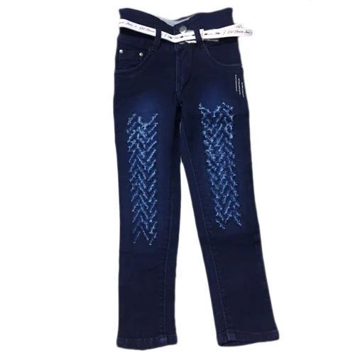 Girls Partywear Jeans - Denim, Slim Fit, Waist Size 26-34 | Dark Blue, Soft, Stretchable Fabric, Five Pockets, Durable Stitching, Zip Fly, Washable