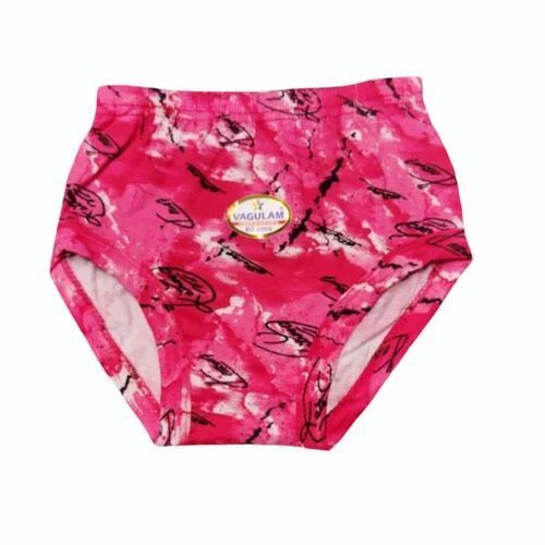Girls Printed Cotton Brief - 80 GSM, 60 cm Size, Pink Color | Comfortable Fit, Stretchable Design, Lightweight, Full Coverage, Skin-Friendly, Durable Stitching, Cute Patterns