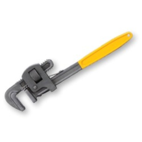 Heavy Duty Pipe Wrench - Iron Material, 10 Inch Size , Yellow and Silver Color, Rubber Handle, Industrial Usage, Premium Quality