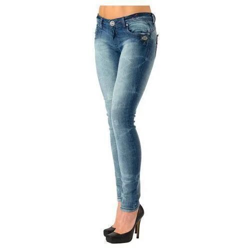Ladies Faded Jeans - Slim Fit, Water Proof Denim, Light Blue, Mid-Rise, Stretchable Fabric, Casual Style | Cool Dry, Reversible, Washable, No Fade