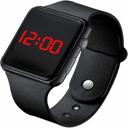 LED Watch - Rectangular Black Design | Unisex Fashion Customizable Size Digital Display