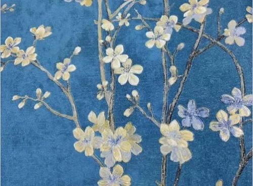 Living Room Blue Pvc Wallpaper