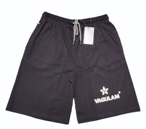 Mens Premium Black Cotton Shorts - 80 GSM , Stretchable Material, Quick-Dry, Relaxed Mid-Rise Style with Durable Stitching and Side Pockets