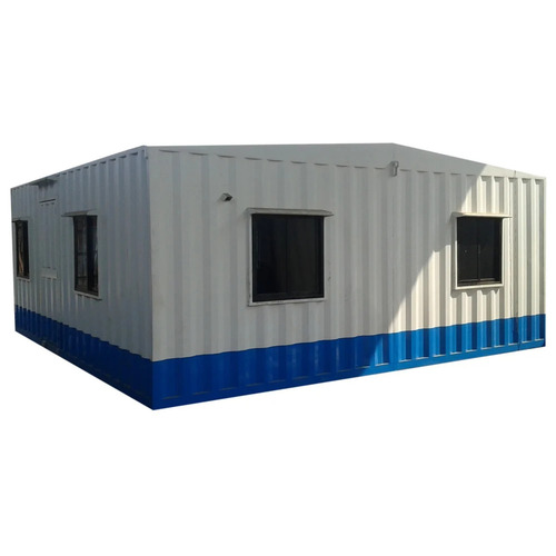 MS Portable Office Cabin - 65mm Wall Thickness, Eco Friendly Painted Finish | Modular Design, Rectangular Shape, Available in White and Blue