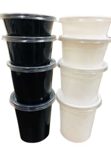 Plastic Food Containers With Lid - Plastic, 750ml, Round, Black | Eco-Friendly, Harmless Food Grade Packaging