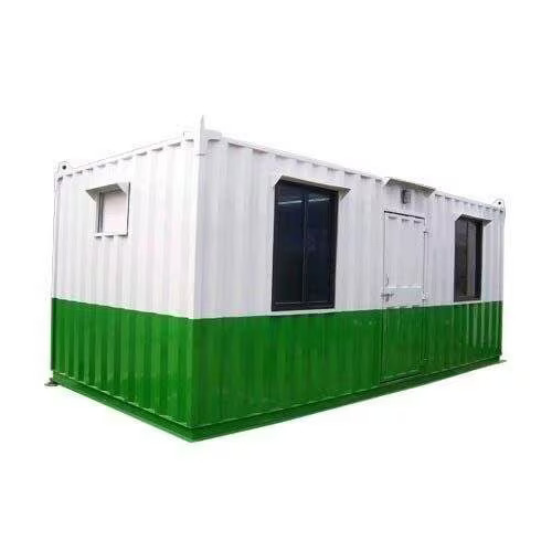 Portable Office Container - Rectangular, Color Coated Steel, Green & White | Two Swing Windows, Modular Design