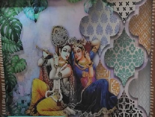 Radha Krishna Wallpaper - PVC Material, Various Sizes | Waterproof, Long Lasting Finish, Easy to Install