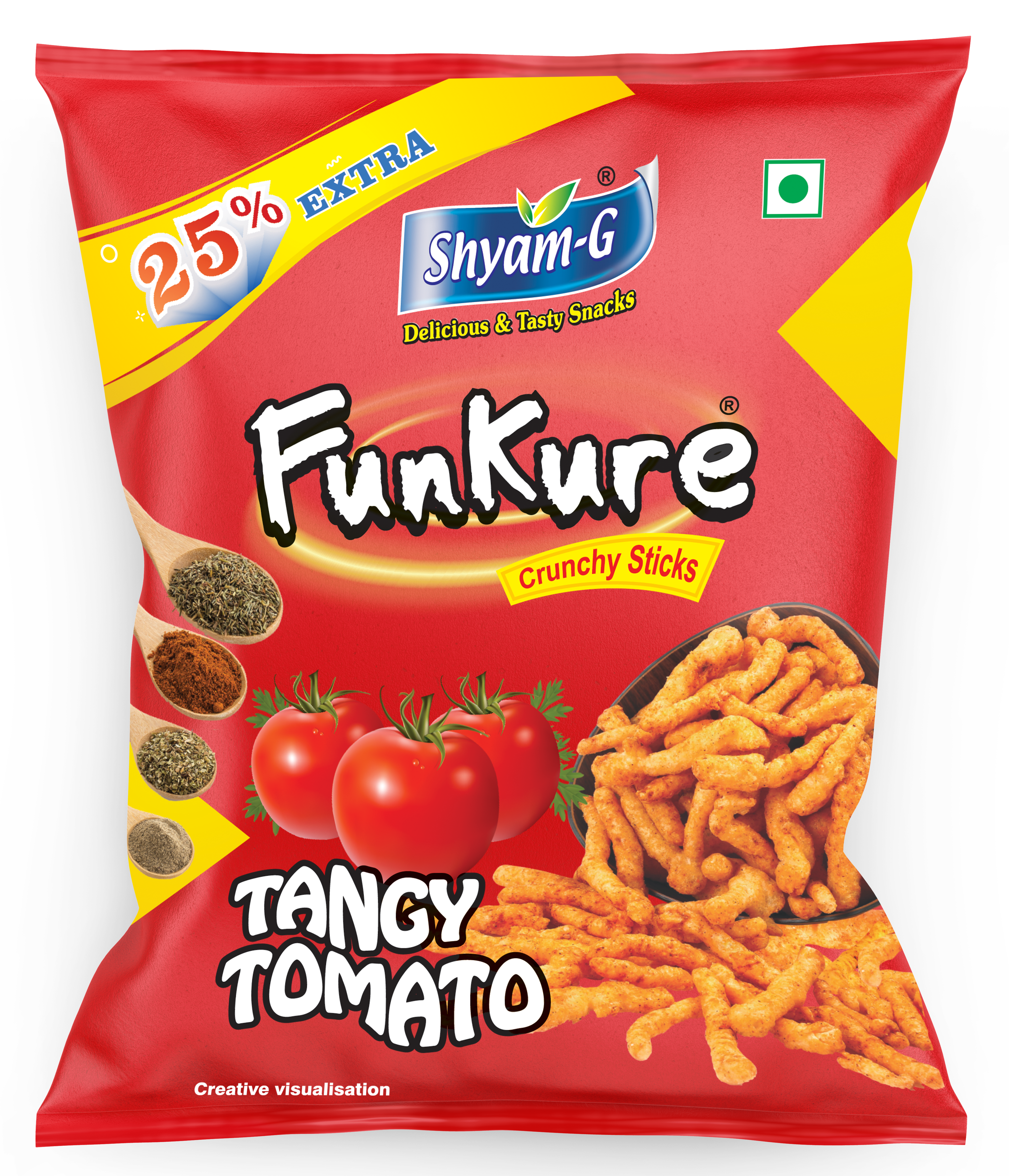 Shyam-G Funcure Tangy Tomato Snacks - Shape: Irregular