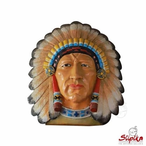 Silpika Red Indian Face in Wood