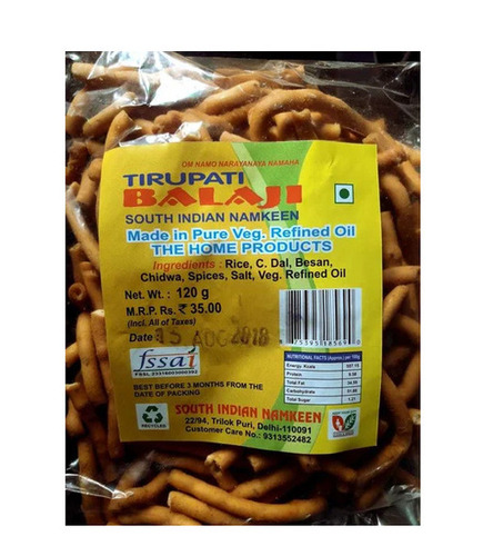 South Indian Gathiya Namkeen - 120 Grams, Yellow Color | 100% Pure, Gluten Free, Easy to Digest, Crunchy and Crispy Texture, Spicy and Salty Taste, Ready to Eat