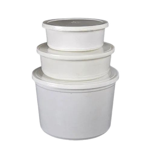 White Plastic Food Container - 250g to 1Kg Capacity, Eco-Friendly Material | Round Shape, Plain Design