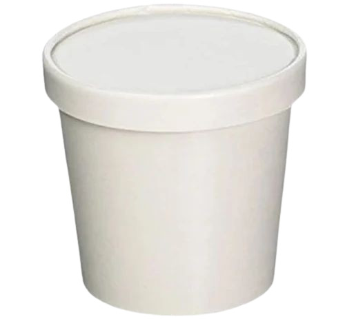 350 Ml Paper Bowl - Paper Material 4.5 Inch Top Diameter White Color 2.5 Inch Height Plain Design With Lid | Ideal for Event and Party Supplies