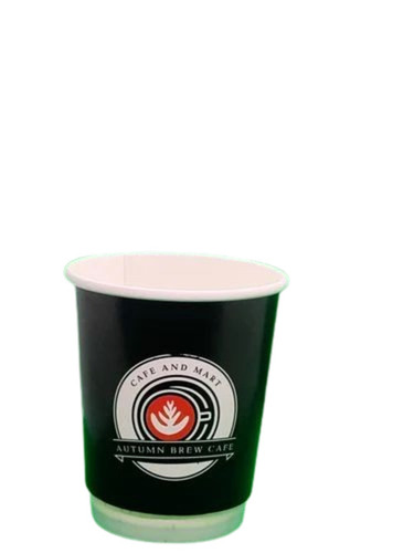 Double Wall Paper Cup - 250ml Size, 450 GSM Thickness, Black Color | Disposable Event and Party Supplies, Printed Pattern