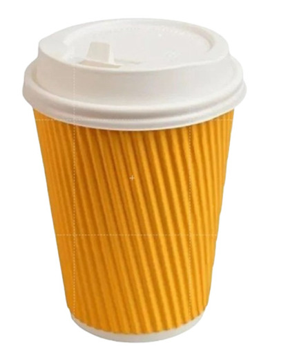16 Oz Ripple Wall Paper Cup - Material: P, Size: 250ml (3x3x2 inch) , Color: Yellow, Usage: Event and Party Supplies, Pack Size: 50 Pieces