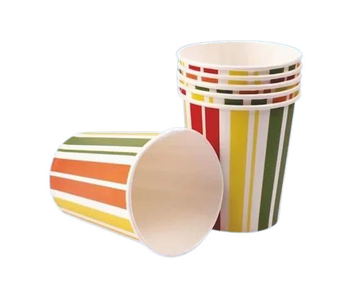 Printed Paper Cup - 210ml Capacity, 180 Gsm Thickness, Multicolor Design | Disposable Event and Party Supplies