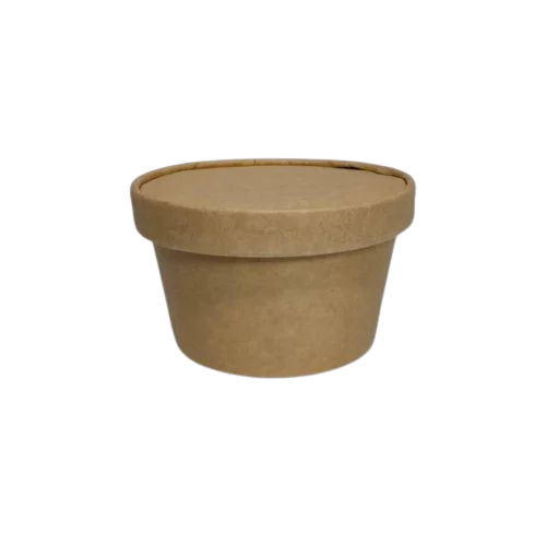 350 Ml Paper Food Container - Kraft Paper, 350 Ml Size, Brown Color, Round Shape | Ideal for Food Storage Packaging in Carton Box