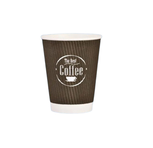 360 Ml Ripple Paper Cup - Paper Material, 360ml Size, Brown Color, Double Wall 450 GSM Thickness | Disposable for Tea and Coffee