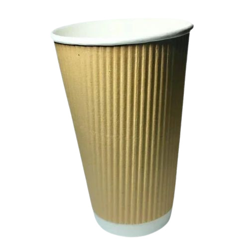 480ml Rippled Paper Cups - Paper Material, 5 Inch Height, 3.5 Inch Top Diameter, 2.5 Inch Bottom Diameter, Brown Color | Disposable for Hot Coffee