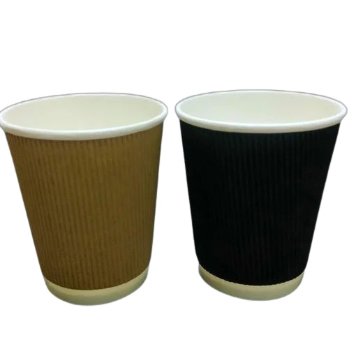 8 Oz Ripple Paper Cup - Kraft Paper, 250ml Size, Brown Color, Double Wall Thickness >450 GSM, Ideal for Hot Tea or Coffee, Disposable