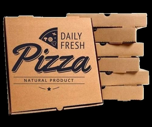 Corrugated Paper Pizza Box - 7X7X1.5 Inches, Brown Rectangular Printed Design | Large Capacity, Single Phase 2 Ply Construction