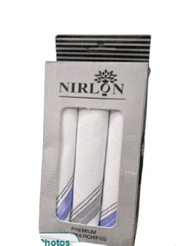 Cotton Handkerchief Set - Standard Size, White Color | 3 Piece Pack, No Color Fade, Wrinkle Free, Ideal for Gifting