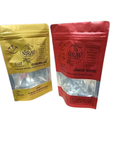 Custom Stand-Up Pouch - Plastic Material, 6 x 4 Inches, Durable Red and Yellow Printed Design | Ideal for Food Packaging