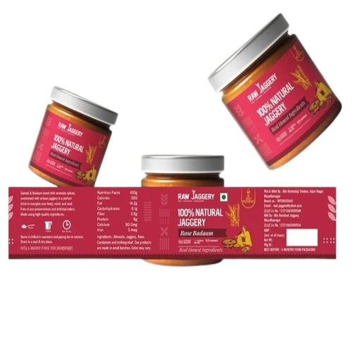 Food Product Labels - Paper Material, Red Color, Rectangle Shape | Printed Adhesive Sticker for Food Applications