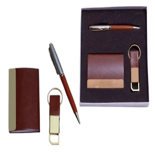 Leather Combo Corporate Gift Set - Leather, Customized Size, Brown, Square Shape | Multicolor Options, Ideal for Gift Purposes