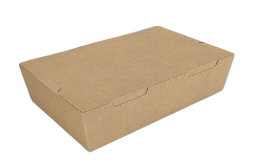 Brown Cardboard Food Packaging Box - 1000 gm Capacity, Square Shape with One Compartment