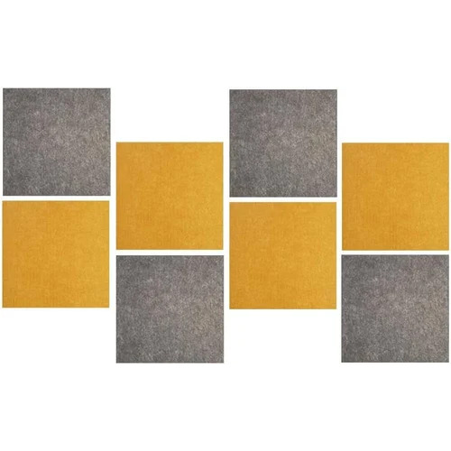 Plain Polyester Fibre Acoustic Panels - 4mm Thickness, Customized Size | Yellow and Gray Color, Square Edge, Fire Rated, Plain Pattern