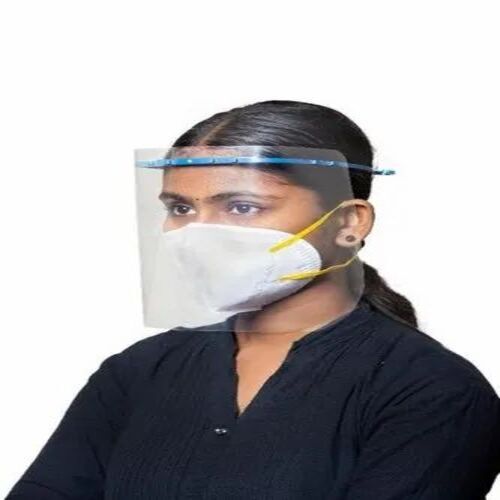PP Face Shield - Durable PP Material, Medium Size, White Color, 300 Micron Thickness, Disposable Plastic Fiber Head Band | Safety Purpose Shield
