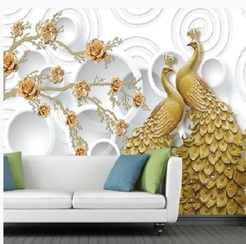 PVC Peacock Decorative Wallpaper