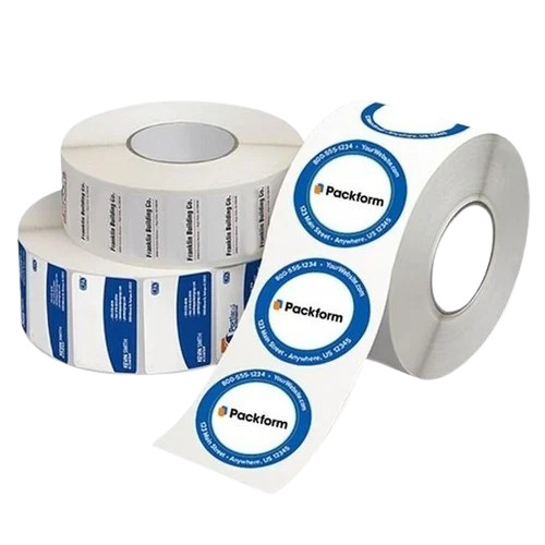 PVC Printed Labels - Customized Rectangle Stickers, White Color with Solvent Adhesive for Product Labeling