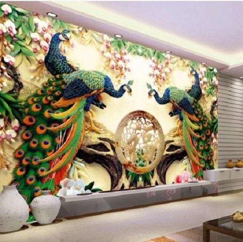 PVC Wall Decorative Peacock Wallpaper